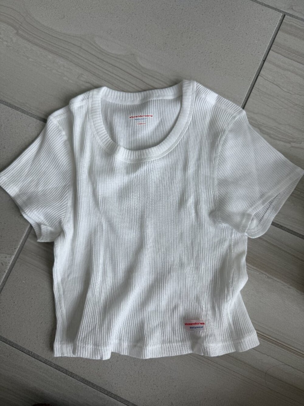 Alexander Wang Bodywear White Ribbed Short Sleeve Top